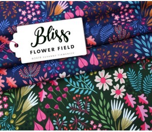 Bio Jersey Albstoffe - Flower Fields blau